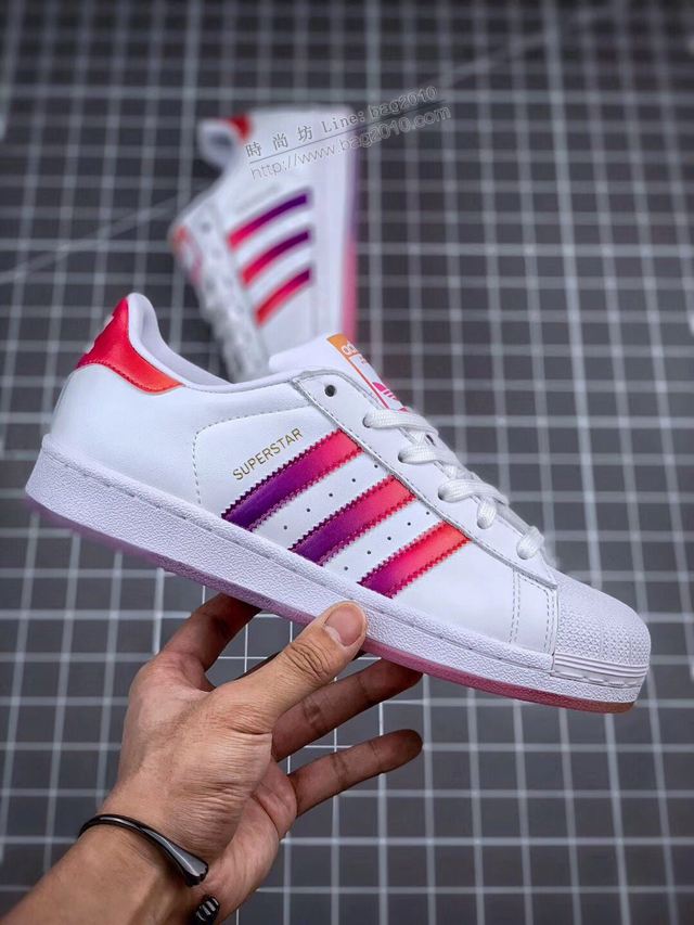 Adidas白鞋 EG8133 漸變水晶 阿迪達斯休閒板鞋 男女同款  hdx13299